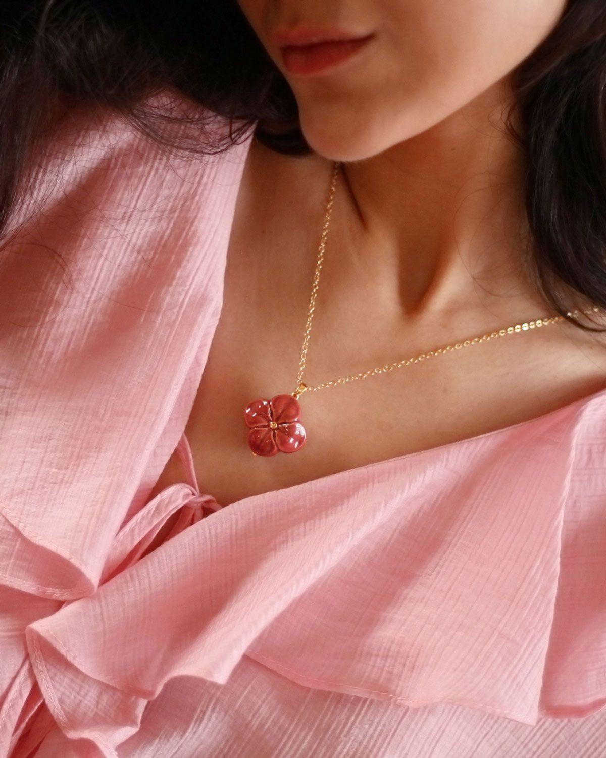 Підвіска HORTENSIA (Raspberry Red) на ланцюжку
